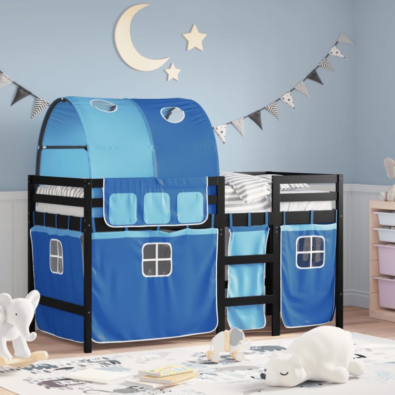 vidaXL Kinderhochbett mit Tunnel Blau 80x200 cm Massivholz Kiefer vidaXL Kinderhochbett mit Tunnel Blau 80x200 cm Massivholz Kiefer