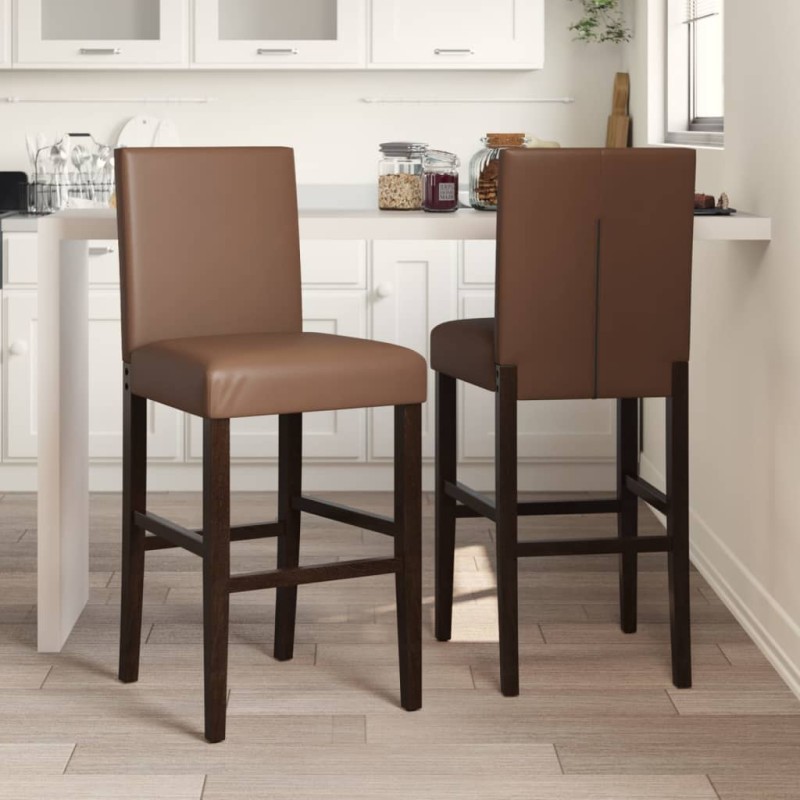 vidaXL Barstühle 2 Stk. Massivholz Gummibaum und Kunstleder vidaXL Barstühle 2 Stk. Massivholz Gummibaum und Kunstleder