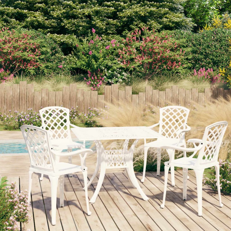 5-tlg. Bistro-Set Aluminiumguss Weiß 5-tlg. Bistro-Set Aluminiumguss Weiß