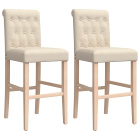 vidaXL Barstühle 2 Stk. Massivholz Gummibaum und Stoff