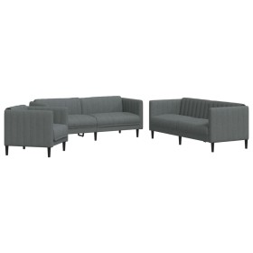 vidaXL 3-tlg. Sofagarnitur Dunkelgrau Stoff