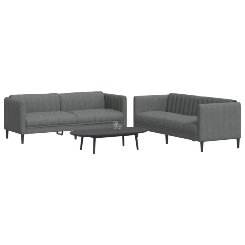 vidaXL 2-tlg. Sofagarnitur Dunkelgrau Stoff vidaXL 2-tlg. Sofagarnitur Dunkelgrau Stoff