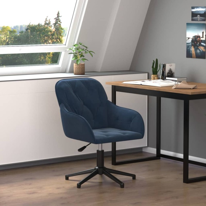vidaXL Bürostuhl Drehbar Blau Samt vidaXL Bürostuhl Drehbar Blau Samt