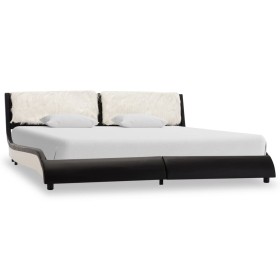 vidaXL Bettgestell Schwarz und Weiß Kunstleder 180x200 cm