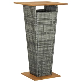 vidaXL Bartisch Grau 60x60x110 cm Poly Rattan und Massivholz Akazie