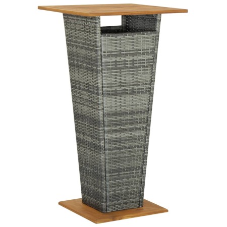 vidaXL Bartisch Grau 60x60x110 cm Poly Rattan und Massivholz Akazie