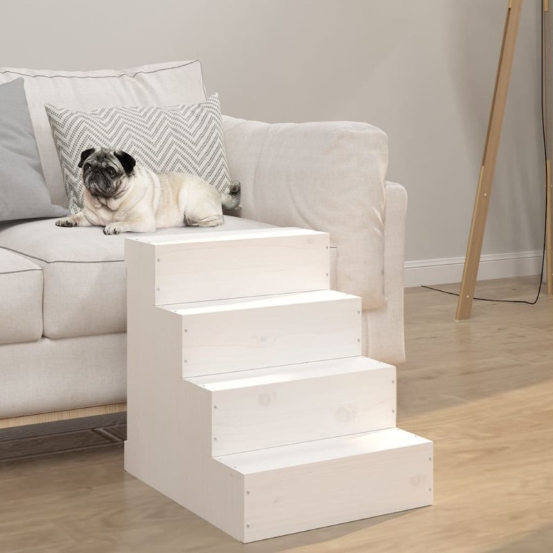 vidaXL Haustiertreppe Weiß 40x49x47 cm Massivholz Kiefer vidaXL Haustiertreppe Weiß 40x49x47 cm Massivholz Kiefer