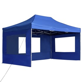vidaXL Profi-Partyzelt Faltbar mit Wänden Aluminium 4,5x3 m Blau