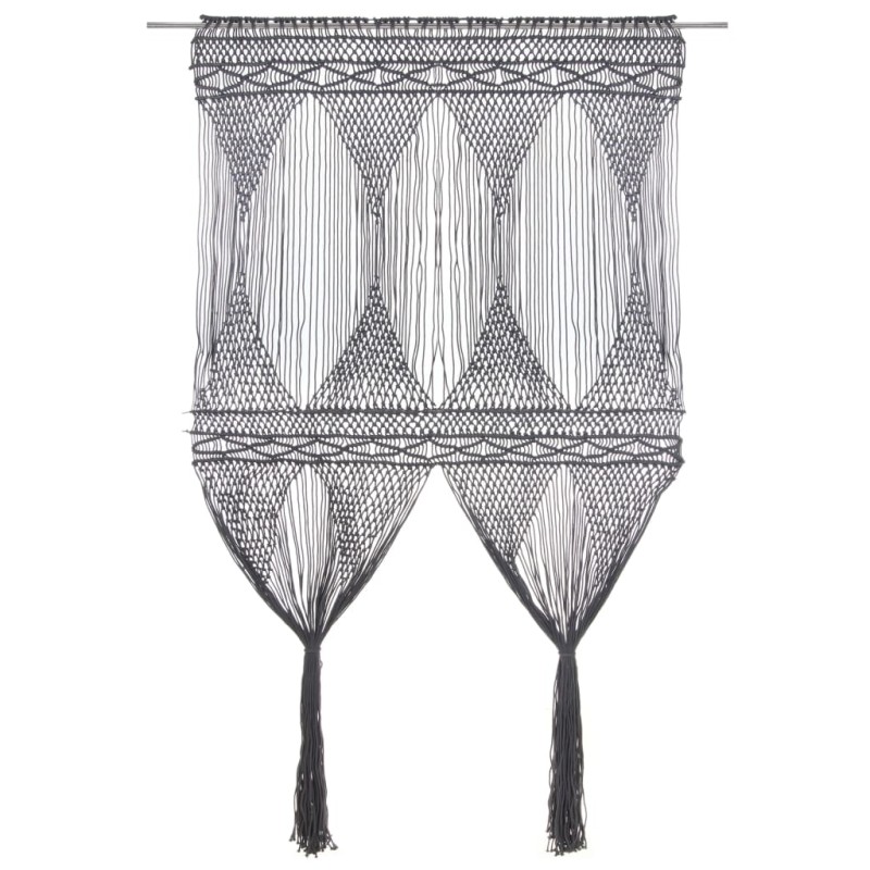 vidaXL Makramee Vorhang Anthrazit 140x240 cm Baumwolle vidaXL Makramee Vorhang Anthrazit 140x240 cm Baumwolle