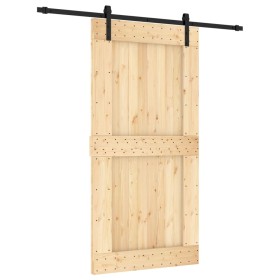 vidaXL Schiebetür mit Beschlag 100x210 cm Massivholz Kiefer