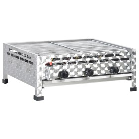 vidXL Gastro-Gasgrill 3 Flammen Edelstahl Silbern