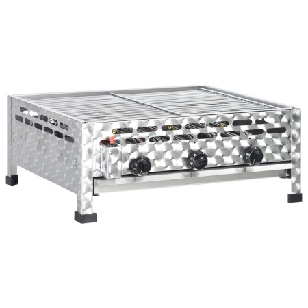 vidXL Gastro-Gasgrill 3 Flammen Edelstahl Silbern