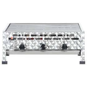 vidXL Gastro-Gasgrill 3 Flammen Edelstahl Silbern