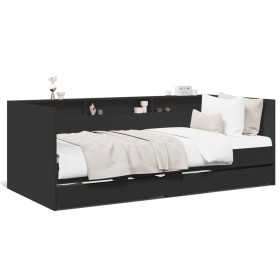 vidaXL Tagesbett mit Schubladen Schwarz 90x200 cm Holzwerkstoff