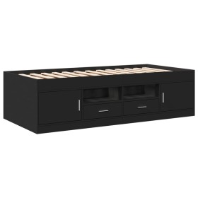vidaXL Tagesbett mit Schubladen Schwarz 75x190 cm Holzwerkstoff