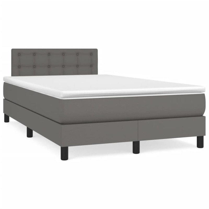 vidaXL Boxspringbett mit Matratze Grau 120x190 cm Kunstleder vidaXL Boxspringbett mit Matratze Grau 120x190 cm Kunstleder