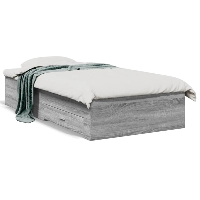 vidaXL Bettgestell mit Schubladen Grau Sonoma 75x190 cm Holzwerkstoff vidaXL Bettgestell mit Schubladen Grau Sonoma 75x190 cm Holzwerkstoff