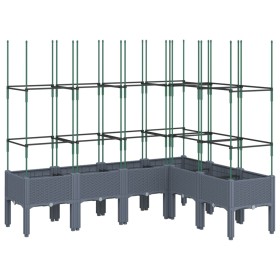 vidaXL Pflanzkübel mit Rankgitter Grau 160x120x142,5 cm PP