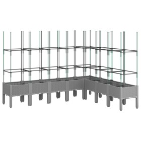 vidaXL Pflanzkübel mit Rankgitter Hellgrau 200x160x142,5 cm PP