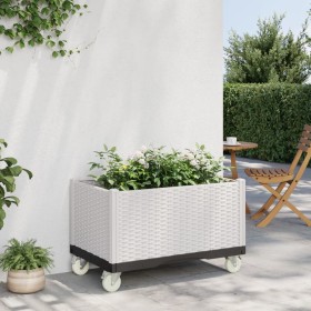 vidaXL Pflanzkasten mit Rollen Weiß 80x50x54 cm PP