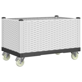 vidaXL Pflanzkasten mit Rollen Weiß 80x50x54 cm PP