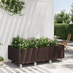 vidaXL Pflanzkasten mit Rollen Braun 150x80x54 cm PP