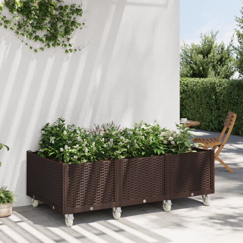 vidaXL Pflanzkasten mit Rollen Braun 150x80x54 cm PP vidaXL Pflanzkasten mit Rollen Braun 150x80x54 cm PP
