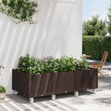 vidaXL Pflanzkasten mit Rollen Braun 150x80x54 cm PP