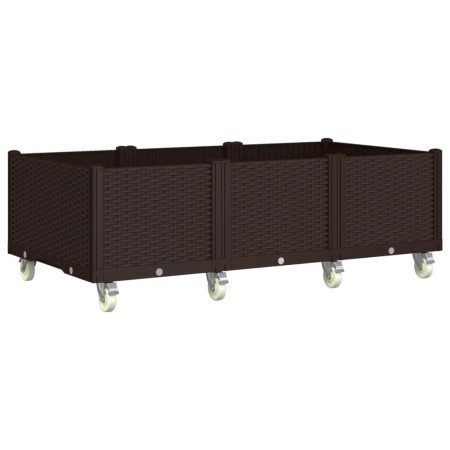 vidaXL Pflanzkasten mit Rollen Braun 150x80x54 cm PP