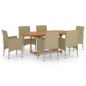 7-tlg. Garten-Essgruppe Poly Rattan Beige 7-tlg. Garten-Essgruppe Poly Rattan Beige