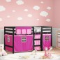 vidaXL Kinderhochbett mit Vorhängen Rosa 90x200 cm Massivholz Kiefer vidaXL Kinderhochbett mit Vorhängen Rosa 90x200 cm Massivholz Kiefer