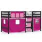 vidaXL Kinderhochbett mit Vorhängen Rosa 90x200 cm Massivholz Kiefer vidaXL Kinderhochbett mit Vorhängen Rosa 90x200 cm Massivholz Kiefer