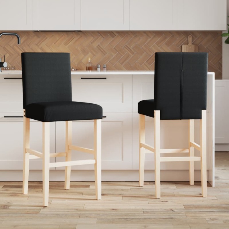 vidaXL Barstühle 2 Stk. Massivholz Gummibaum und Stoff vidaXL Barstühle 2 Stk. Massivholz Gummibaum und Stoff