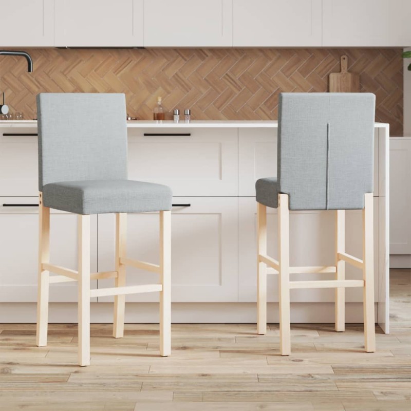 vidaXL Barstühle 2 Stk. Massivholz Gummibaum und Stoff vidaXL Barstühle 2 Stk. Massivholz Gummibaum und Stoff