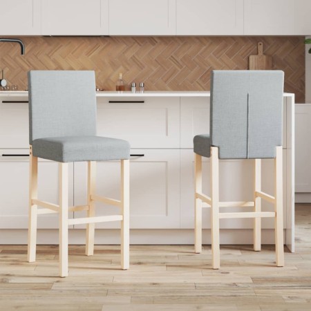 vidaXL Barstühle 2 Stk. Massivholz Gummibaum und Stoff