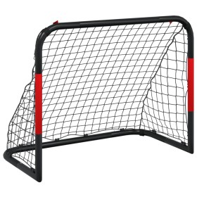 vidaXL Fußballtor mit Netz Rot und Schwarz 90x48x71 cm Stahl