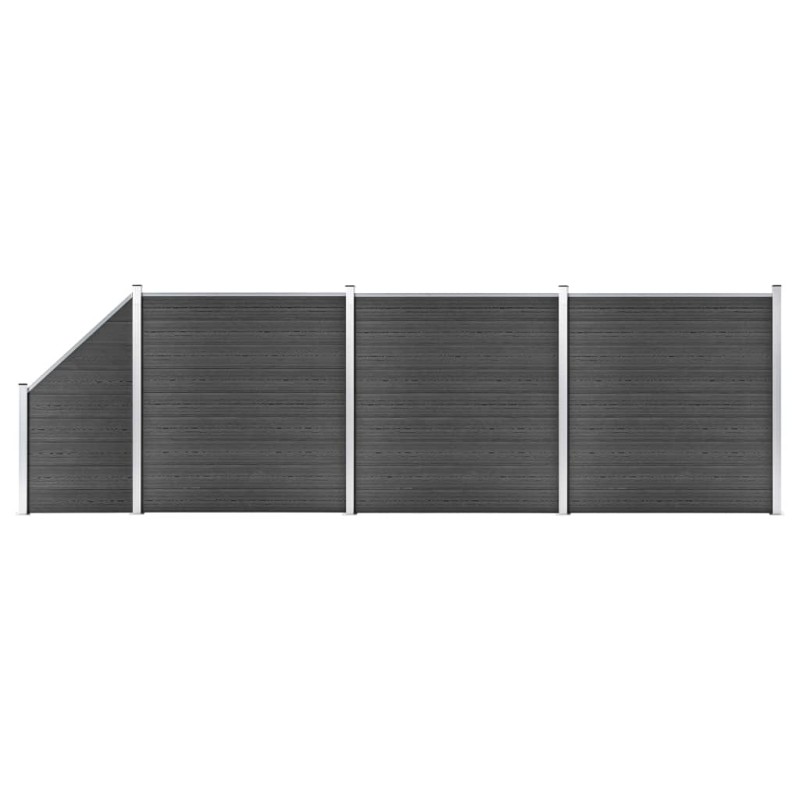 Zaunelement Set WPC 619x(105-186) cm Schwarz Zaunelement Set WPC 619x(105-186) cm Schwarz