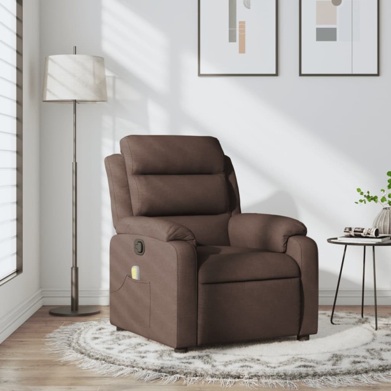 vidaXL Massagesessel Dunkelbraun Stoff vidaXL Massagesessel Dunkelbraun Stoff