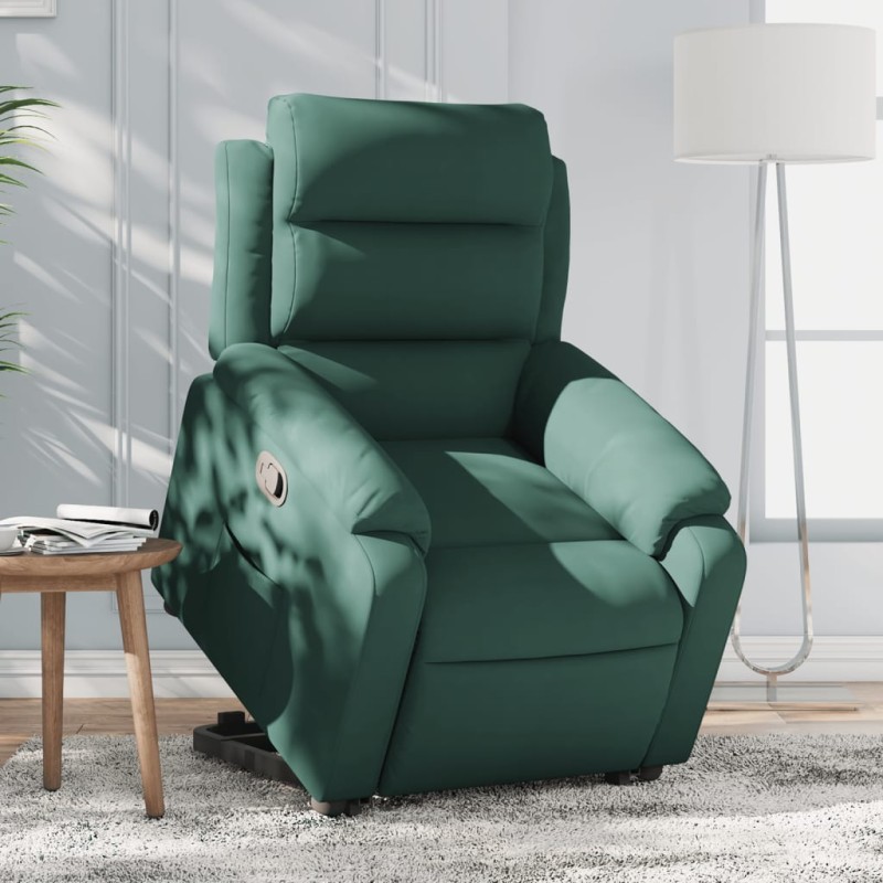 vidaXL Relaxsessel mit Aufstehhilfe Dunkelgrün Samt vidaXL Relaxsessel mit Aufstehhilfe Dunkelgrün Samt
