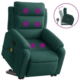 vidaXL Massagesessel mit Aufstehhilfe Dunkelgrün Samt