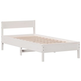 vidaXL Massivholzbett mit Kopfteil Weiß 90x200 cm Kiefer