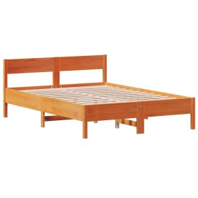 vidaXL Massivholzbett mit Kopfteil Wachsbraun 120x190 cm Kiefer