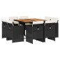 vidaXL 9-tlg. Garten-Essgruppe mit Kissen Schwarz Poly Rattan vidaXL 9-tlg. Garten-Essgruppe mit Kissen Schwarz Poly Rattan