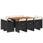 vidaXL 11-tlg. Garten-Essgruppe mit Kissen Schwarz Poly Rattan vidaXL 11-tlg. Garten-Essgruppe mit Kissen Schwarz Poly Rattan