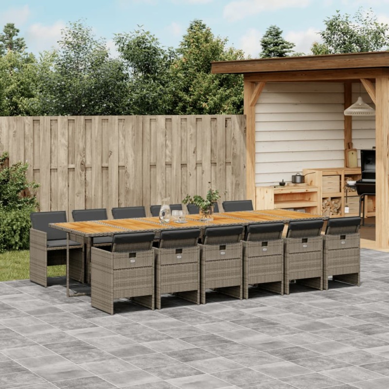 vidaXL 13-tlg. Garten-Essgruppe mit Kissen Grau Poly Rattan vidaXL 13-tlg. Garten-Essgruppe mit Kissen Grau Poly Rattan