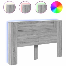 vidaXL LED-Kopfteil mit Ablage Grau Sonoma 160x16,5x103,5 cm
