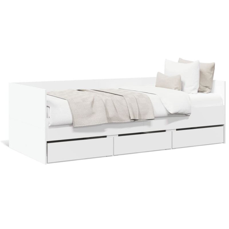 vidaXL Tagesbett mit Schubladen Weiß 75x190 cm Holzwerkstoff vidaXL Tagesbett mit Schubladen Weiß 75x190 cm Holzwerkstoff