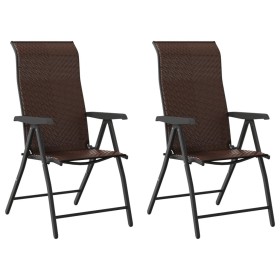 vidaXL Gartenstühle 2 Stk. Klappbar Braun Poly Rattan