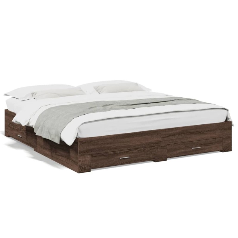 vidaXL Bettgestell mit Schubladen Braun Eichen-Optik 180x200 cm vidaXL Bettgestell mit Schubladen Braun Eichen-Optik 180x200 cm