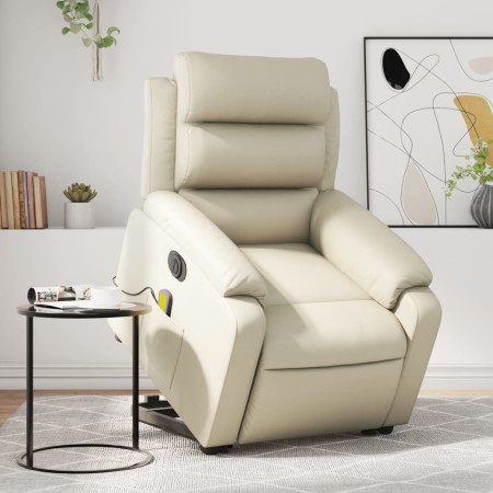 vidaXL Massagesessel mit Aufstehhilfe Elektrisch Creme Kunstleder